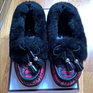 Coach pink tartan loafers size 6.5